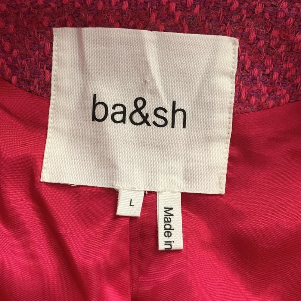 BA&SH BRITTANY JACKET PINK Textured Suit Jacket size L/3-Cropped Jacket - Picture 12 of 12